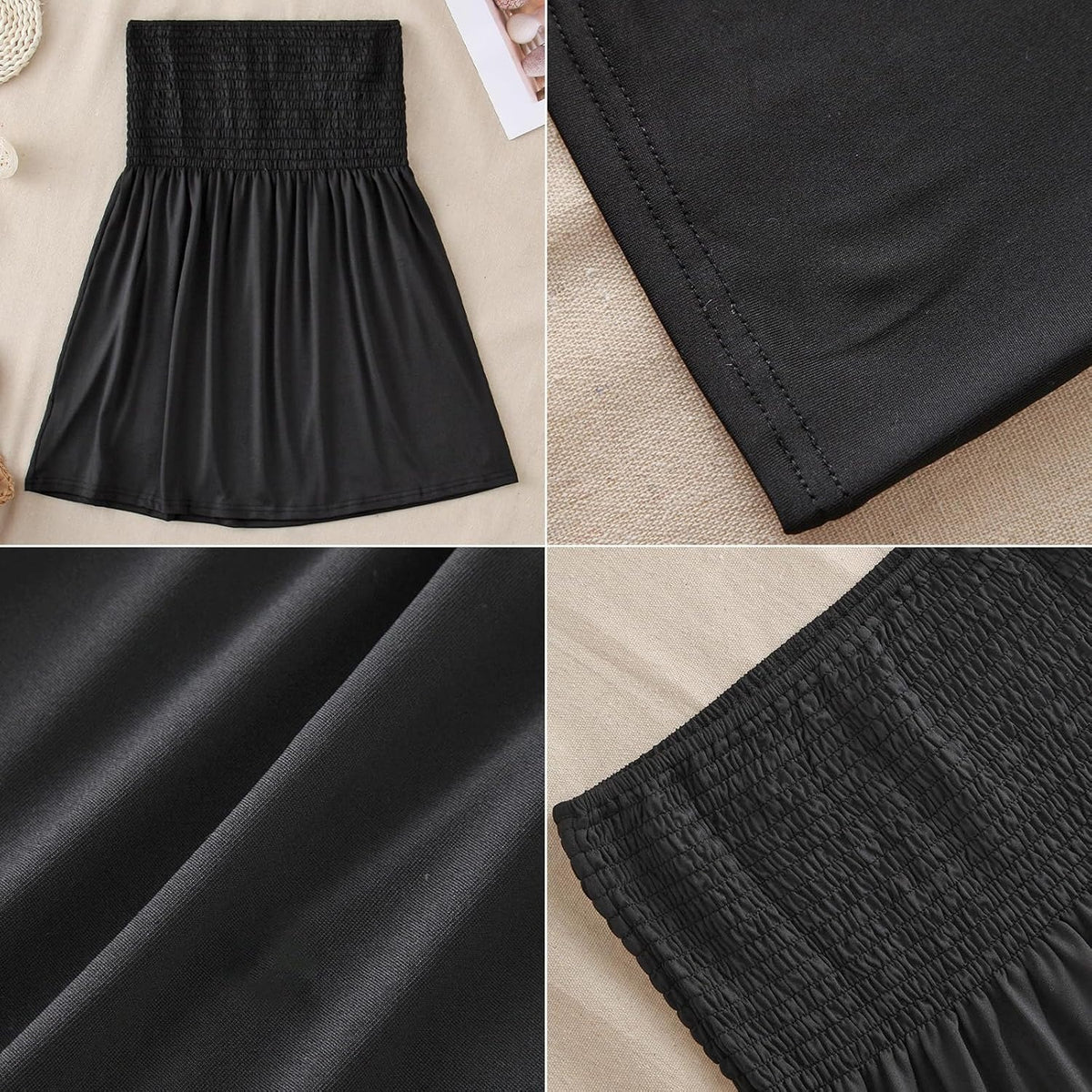 Plus Size Strapless Pleated Tube Top – Flowy Stretch Summer Blouse