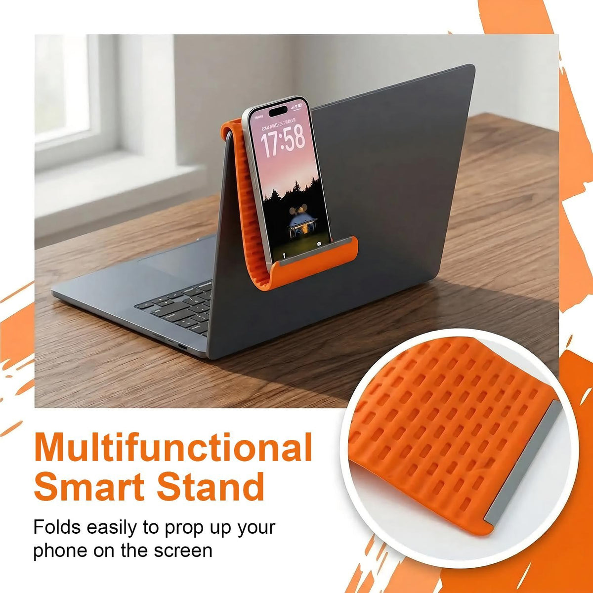 Foldable Silicone Aluminum Holder – Flexible Stand for Phone & Tablet