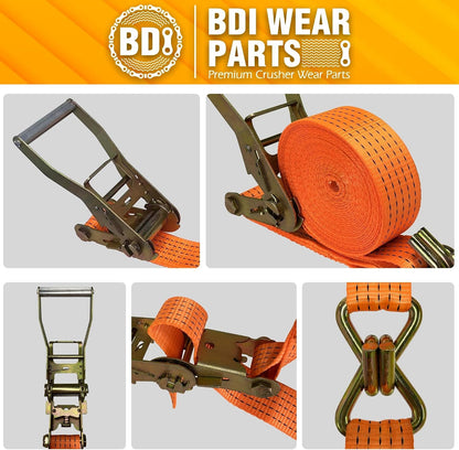 2-Pack Heavy Duty Ratchet Tie Down Straps, 10,000 LBS Cargo Straps