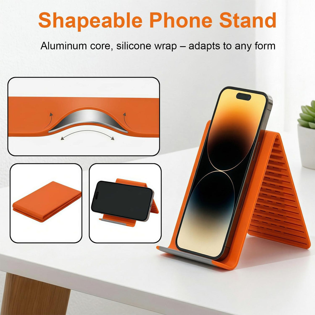 Foldable Silicone Aluminum Holder – Flexible Stand for Phone & Tablet