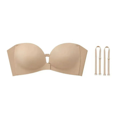 Strapless Front-Closure Push-Up Bra – Anti-Slip Grip, Seamless, A-C Cup