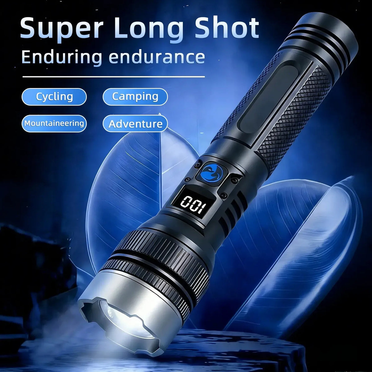 2-in-1 Rechargeable Flashlight Power Bank – Waterproof Zoomable LED Light