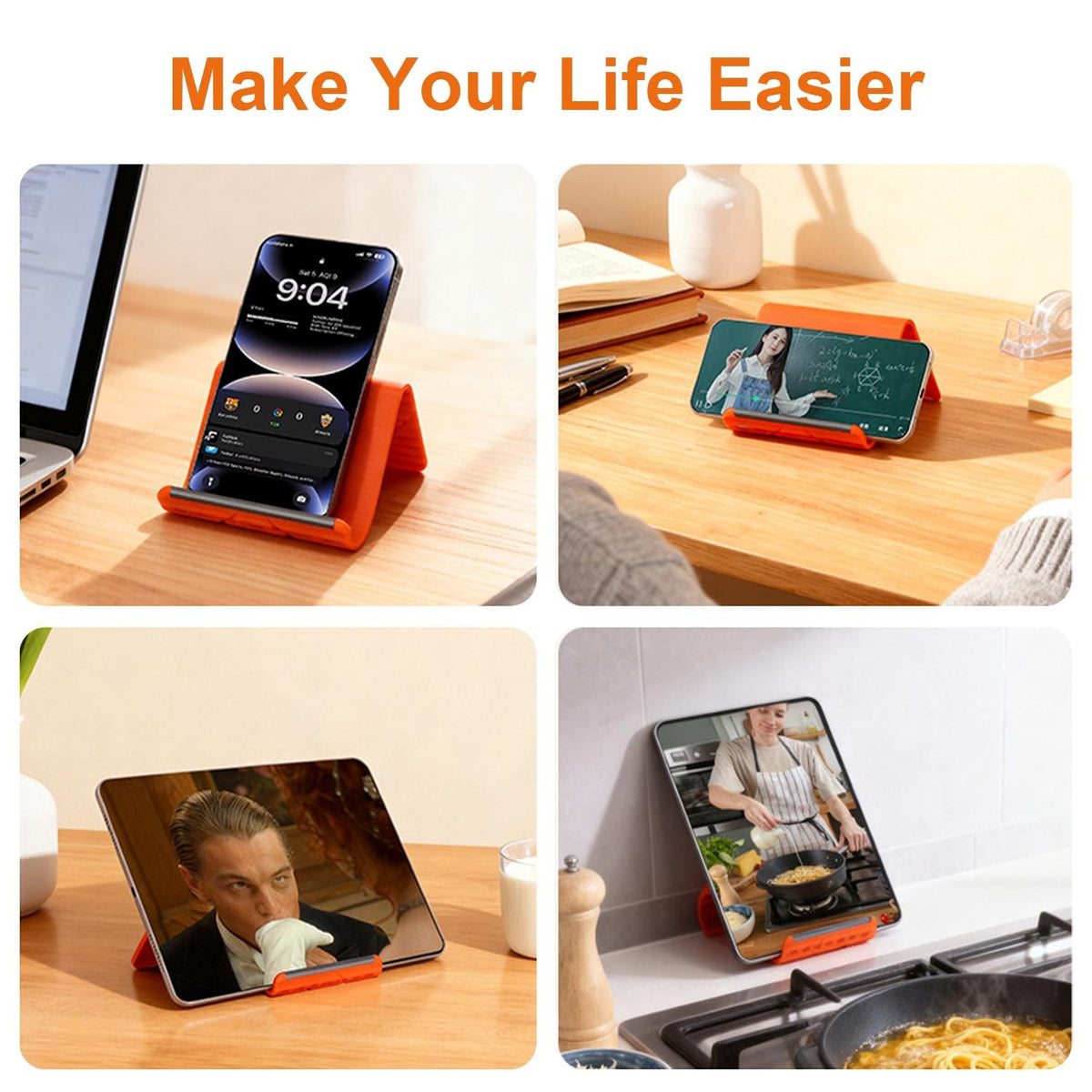 Foldable Silicone Aluminum Holder – Flexible Stand for Phone & Tablet