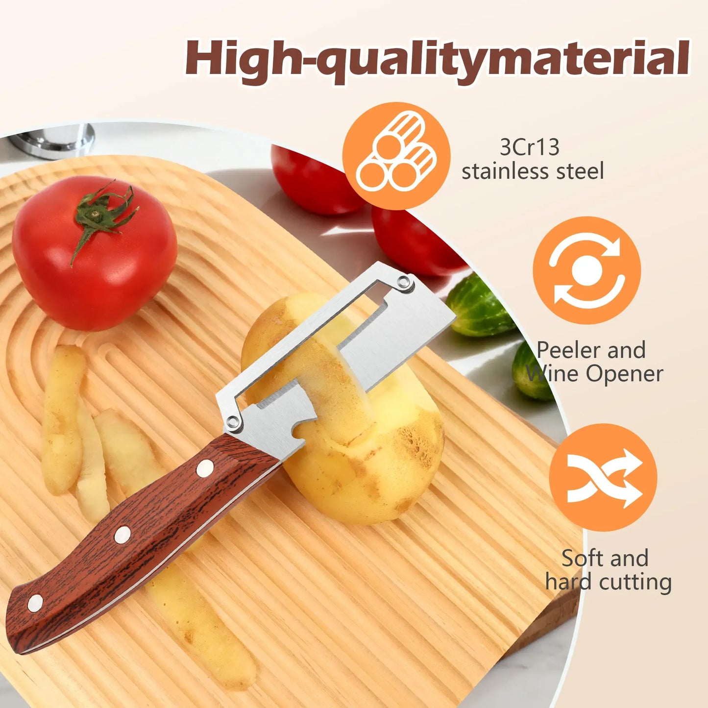2-in-1 Fruit & Veggie Peeler with Built-in Bottle Opener