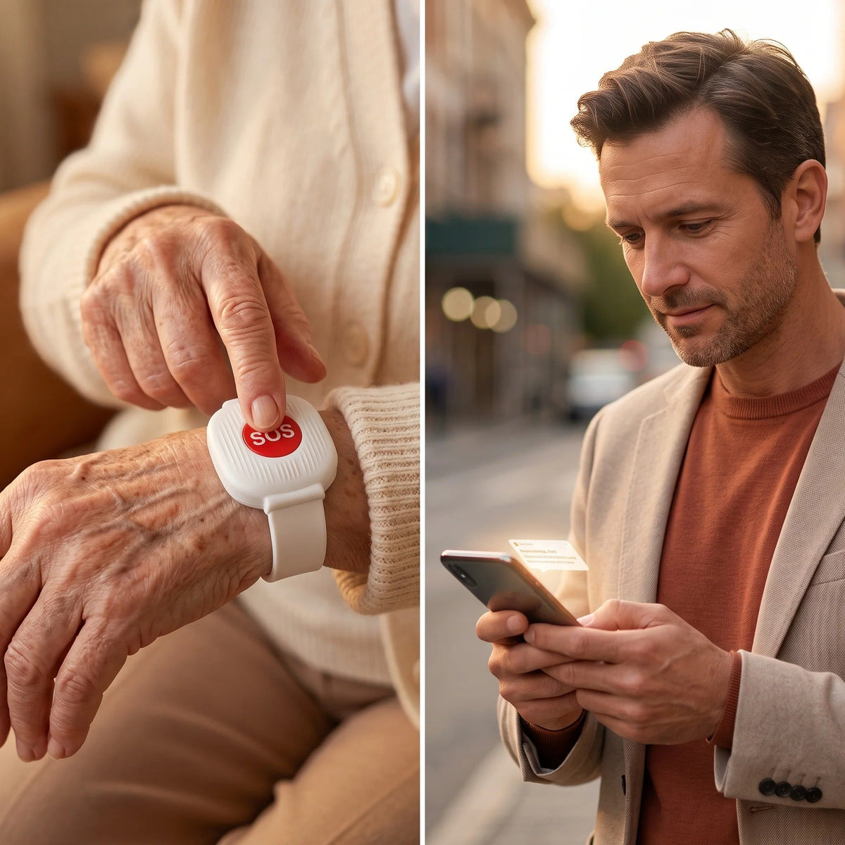 SOS Emergency Alert Bracelet for Seniors – Instant Panic Button with App Notification