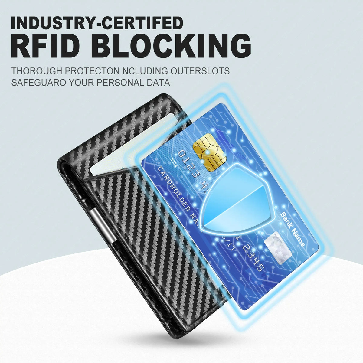 2026 Slim Carbon Fiber RFID Wallet for Men – 11 Card Slots Minimalist Front Pocket Wallet