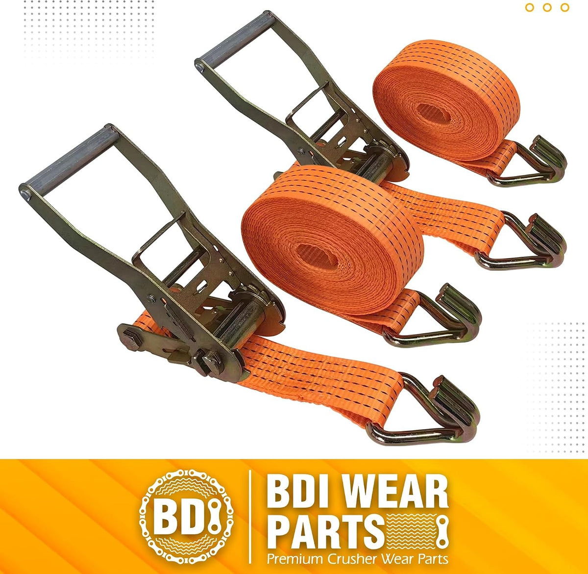 2-Pack Heavy Duty Ratchet Tie Down Straps, 10,000 LBS Cargo Straps