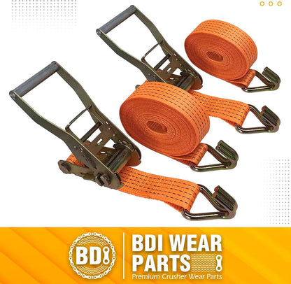 2-Pack Heavy Duty Ratchet Tie Down Straps, 10,000 LBS Cargo Straps