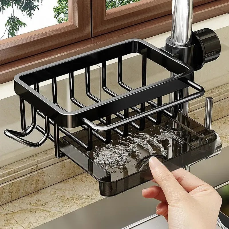 Sink Organizer Rack – Hanging Faucet Drain Rack with Drip Tray