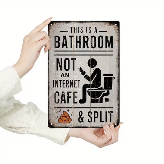 Funny Vintage Metal Bathroom Sign – Waterproof Retro Wall Decor