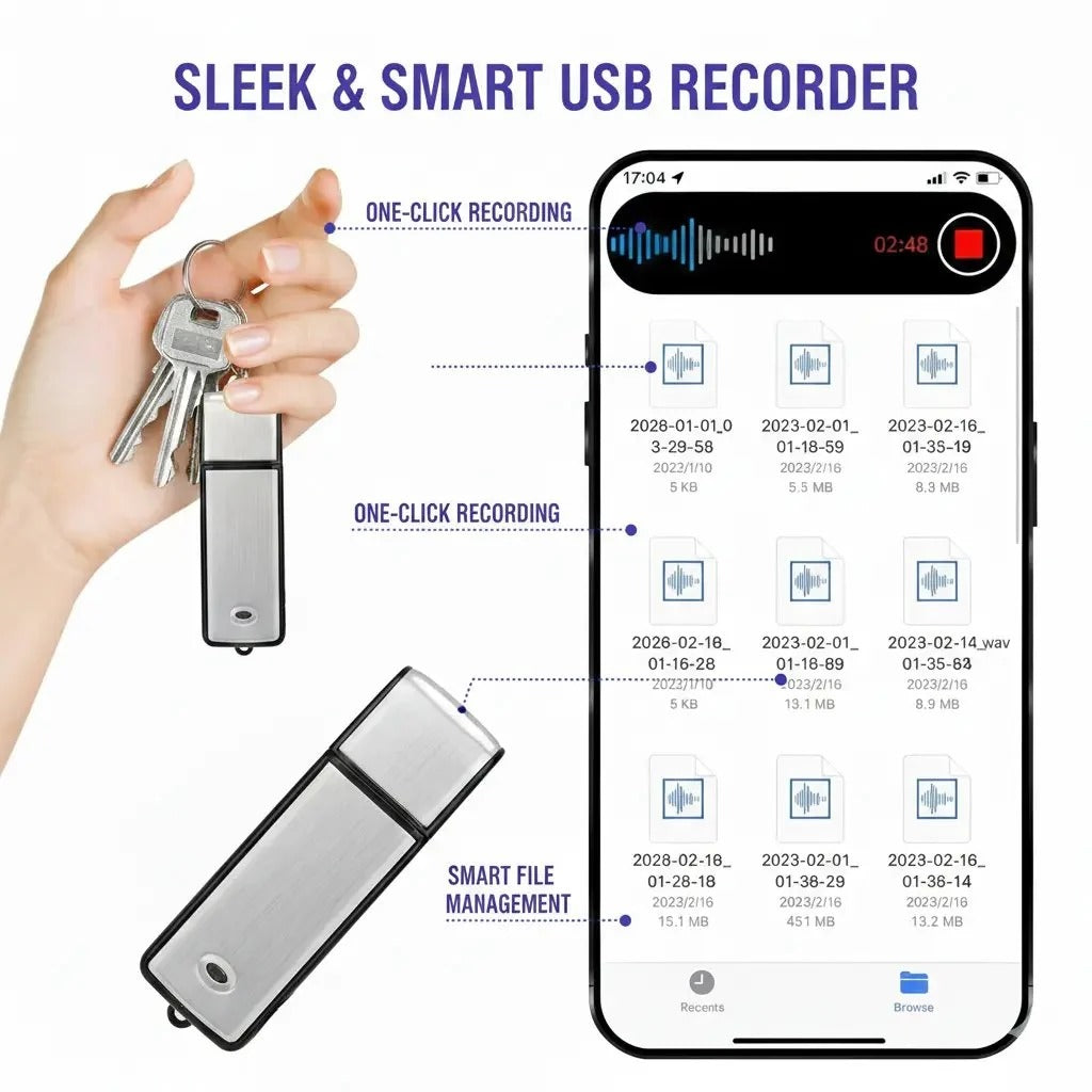 2-in-1 USB Voice Recorder with Smart Noise Reduction