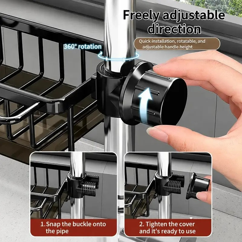 Sink Organizer Rack – Hanging Faucet Drain Rack with Drip Tray