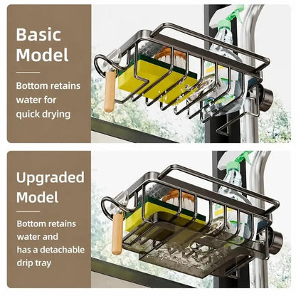 Sink Organizer Rack – Hanging Faucet Drain Rack with Drip Tray