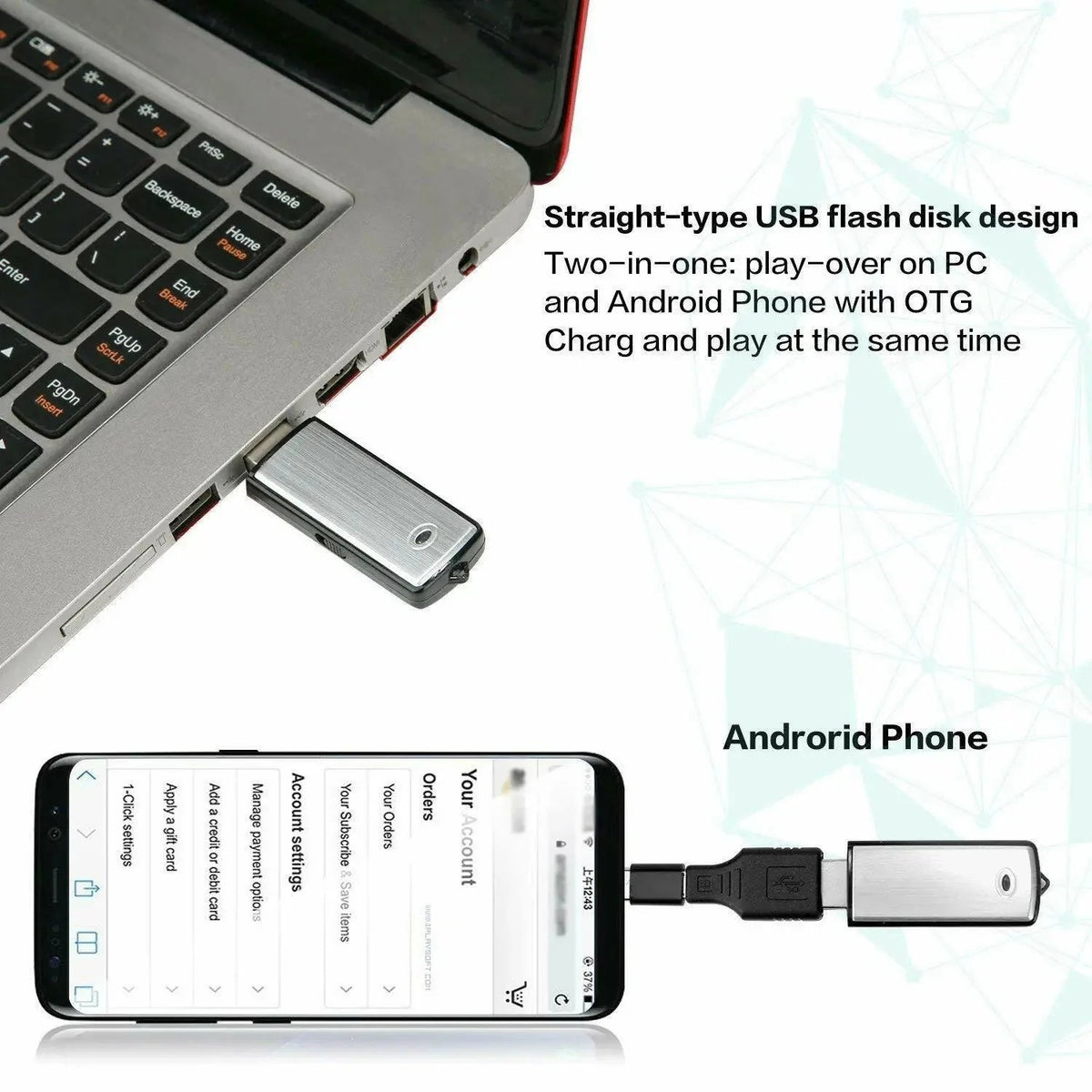 2-in-1 USB Voice Recorder with Smart Noise Reduction
