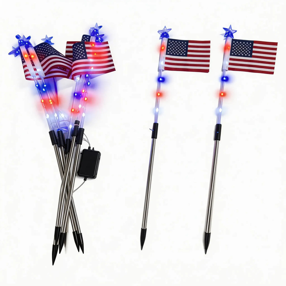 8-Piece Solar Flag Light Set – 8 Lighting Modes Patriotic Garden & Pathway Decor
