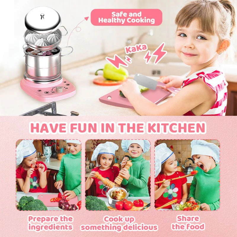 Kids Real Cooking Mini Kitchen Set – 22PCS Pretend Play Toy