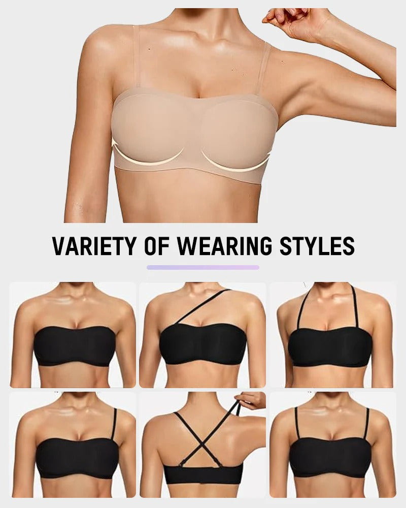 Strapless Wireless Padded Bandeau Bra – Non-Slip Seamless Comfort