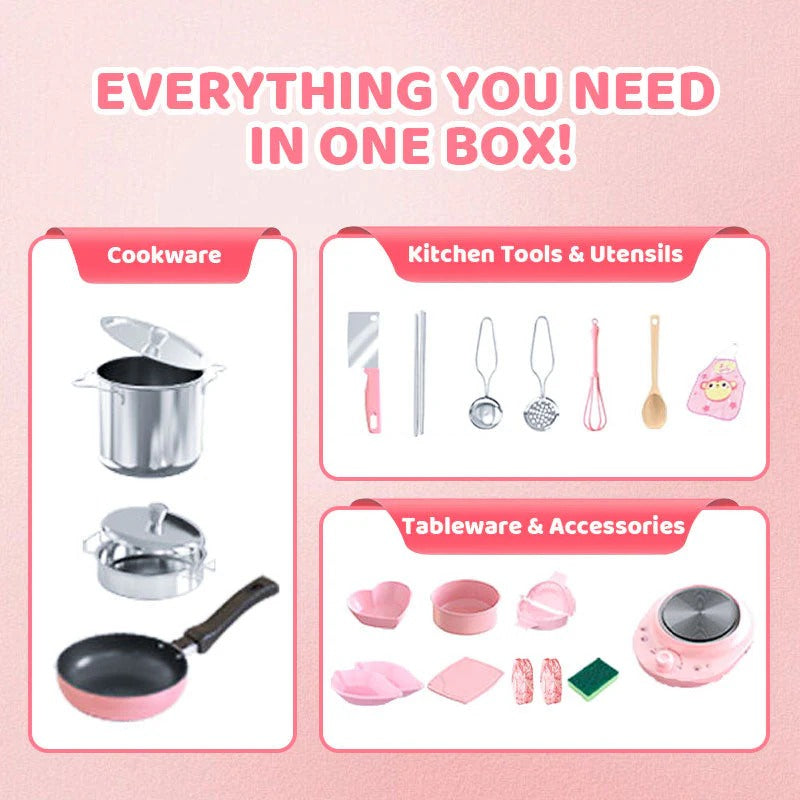 Kids Real Cooking Mini Kitchen Set – 22PCS Pretend Play Toy