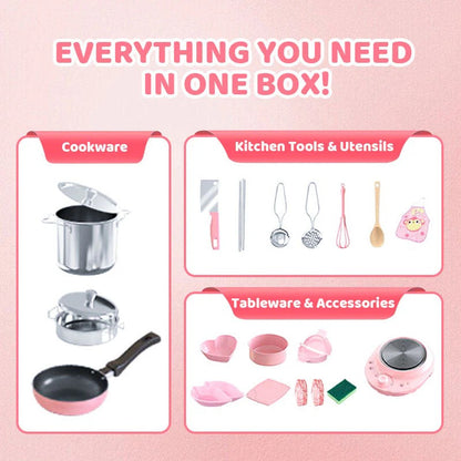 Kids Real Cooking Mini Kitchen Set – 22PCS Pretend Play Toy