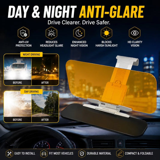 2-in-1 Car Sun Visor Extender – Adjustable Day & Night Anti-Glare Shield