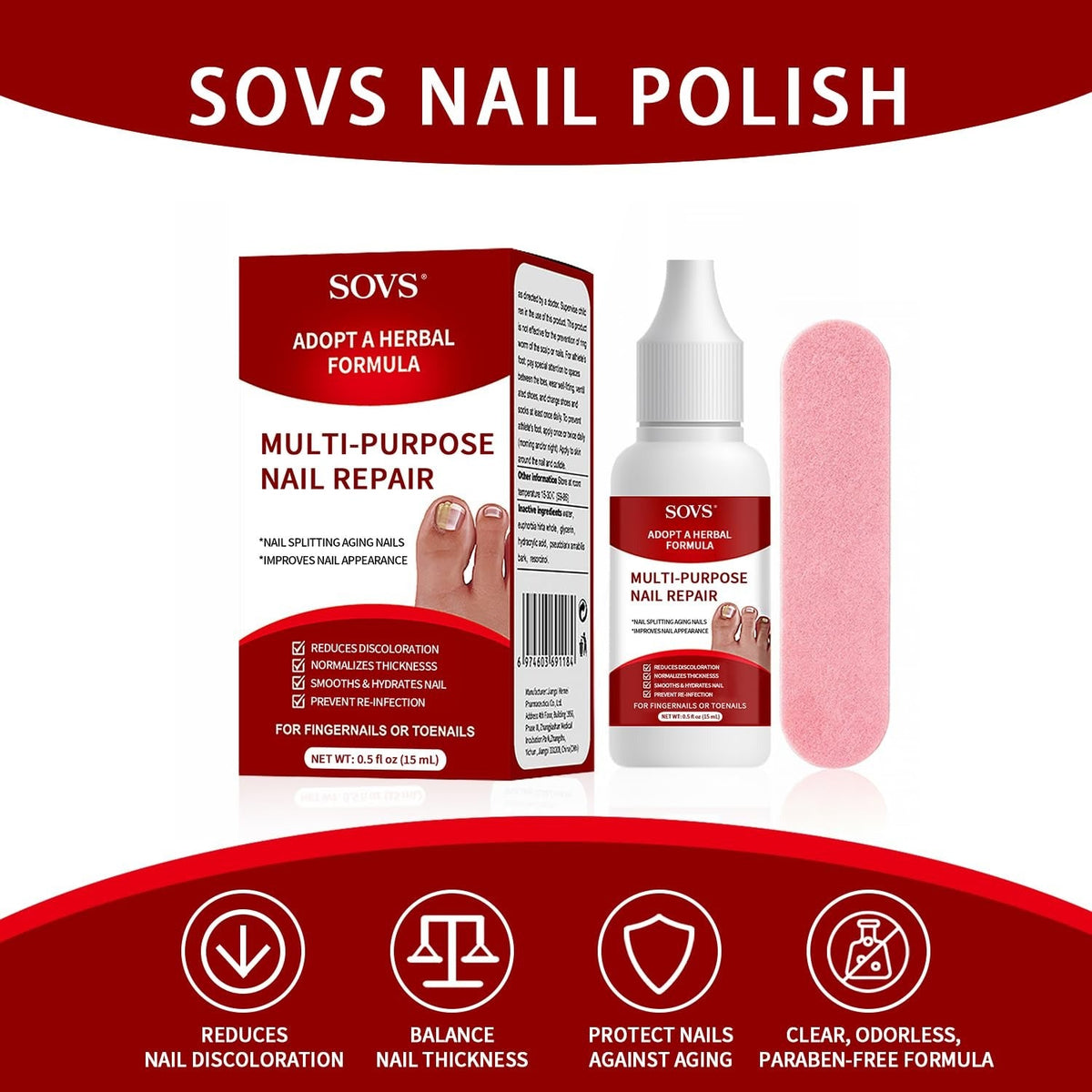 Multi-Purpose Nail Repair Treatment – Herbal Formula for Discolored, Thick & Damaged Nails