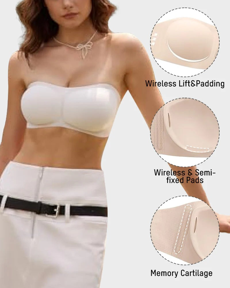Strapless Wireless Padded Bandeau Bra – Non-Slip Seamless Comfort