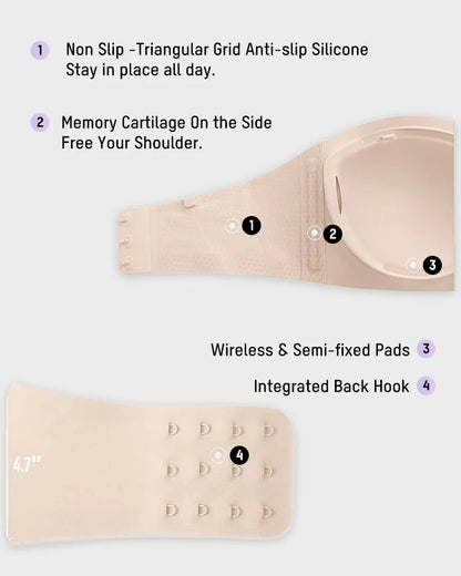 🎀Strapless Wireless Padded Bandeau Bra – Non-Slip Seamless Comfort
