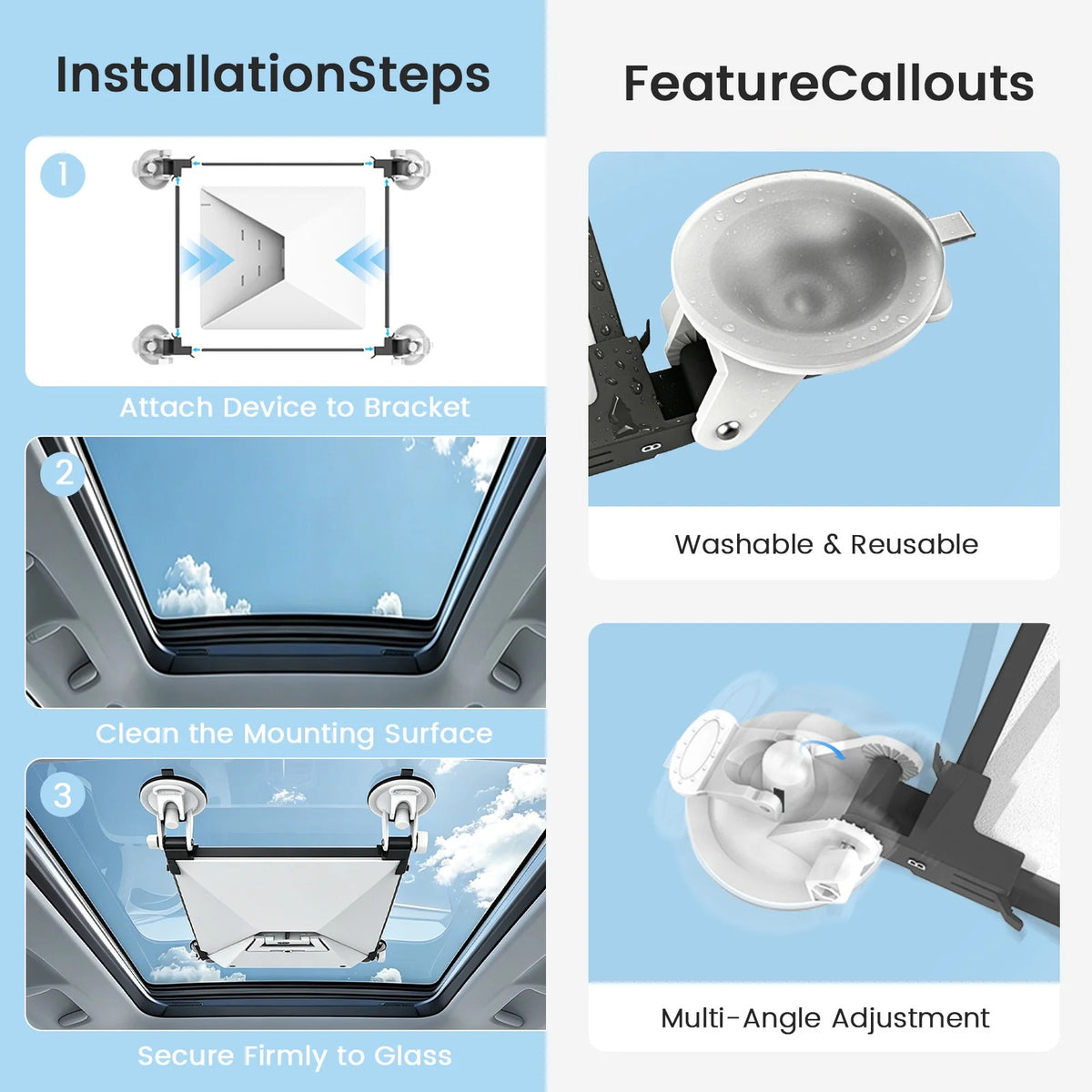Starlink Mini Mount – Strong Suction Cup Holder for Sunroof, Window & Roof