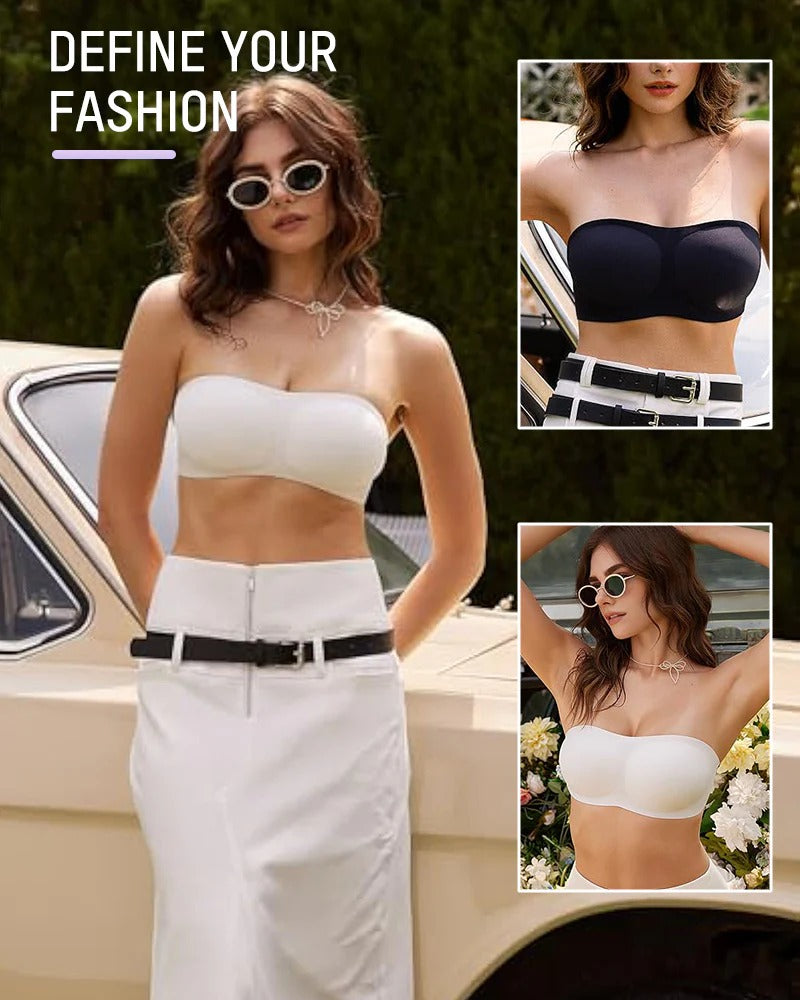 Strapless Wireless Padded Bandeau Bra – Non-Slip Seamless Comfort