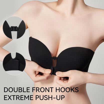 Strapless Front-Closure Push-Up Bra – Anti-Slip Grip, Seamless, A-C Cup