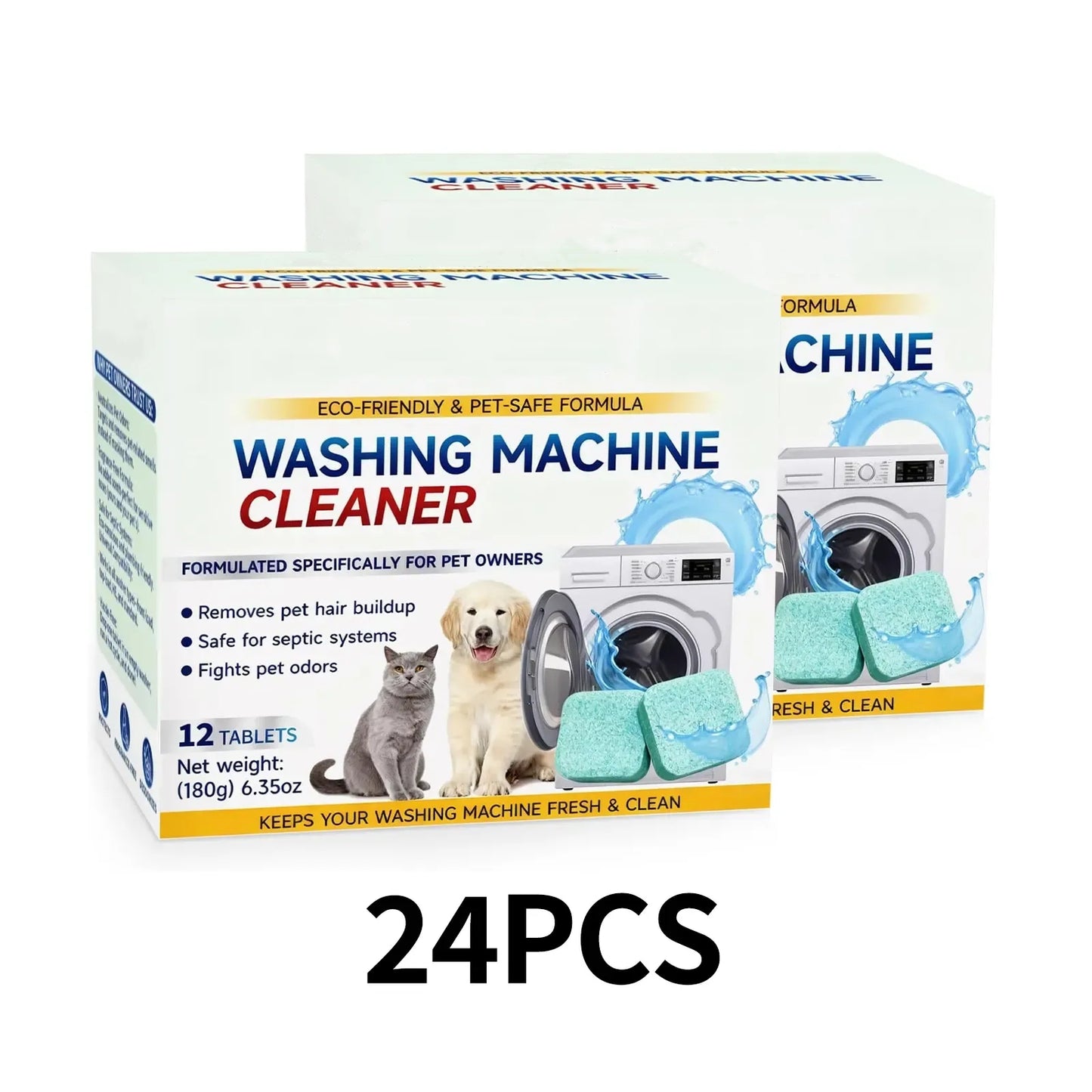 Eco-Friendly Washing Machine Cleaner 12ct - Removes Pet Hair & Odor Neutralizer