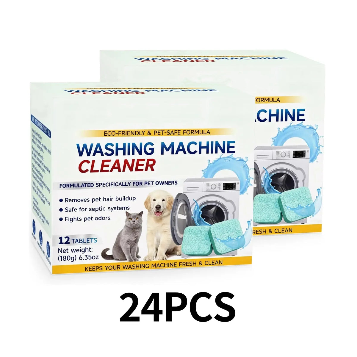 Eco-Friendly Washing Machine Cleaner 12ct - Removes Pet Hair & Odor Neutralizer