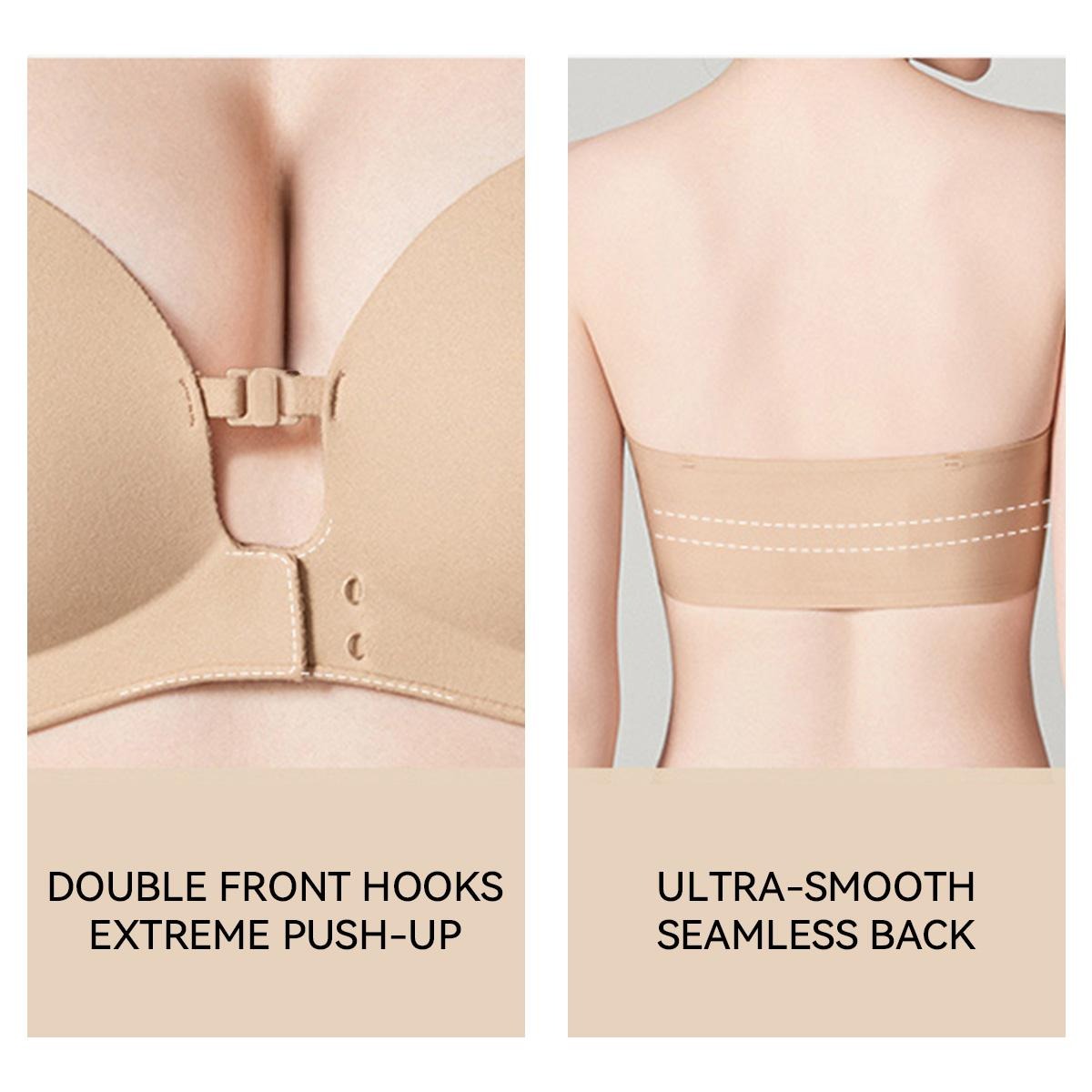 Strapless Front-Closure Push-Up Bra – Anti-Slip Grip, Seamless, A-C Cup