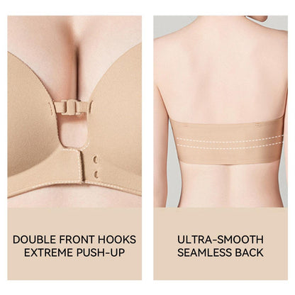 Strapless Front-Closure Push-Up Bra – Anti-Slip Grip, Seamless, A-C Cup