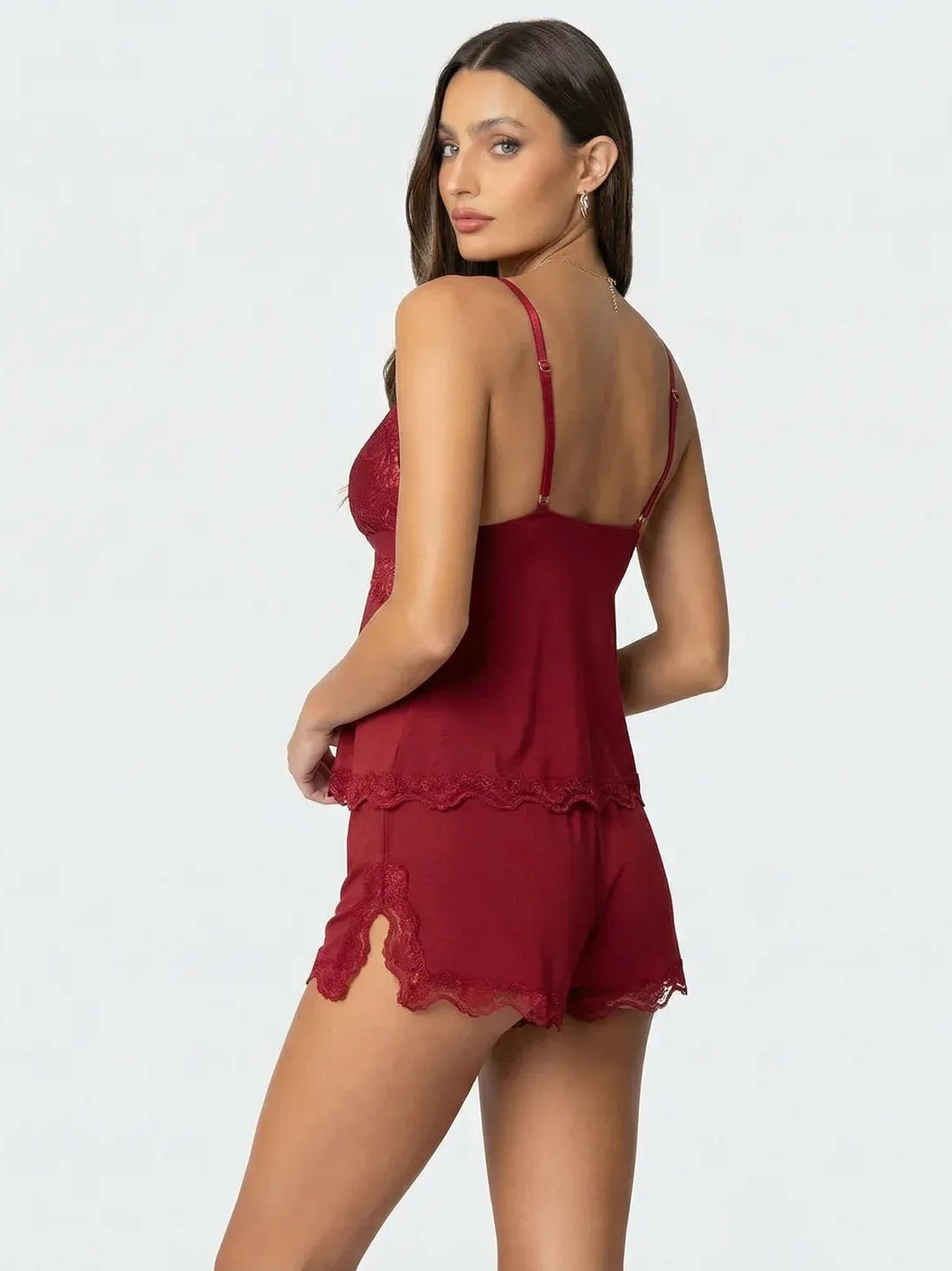 Lace Trim Cami & Shorts Pajama Set for Women