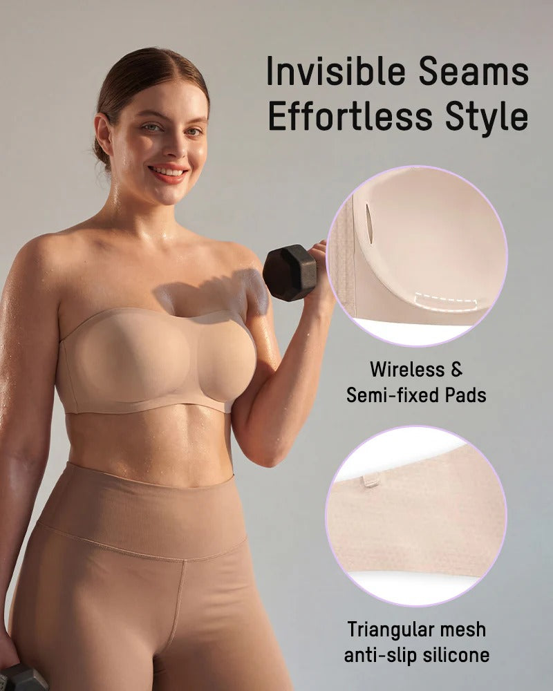 Strapless Wireless Padded Bandeau Bra – Non-Slip Seamless Comfort