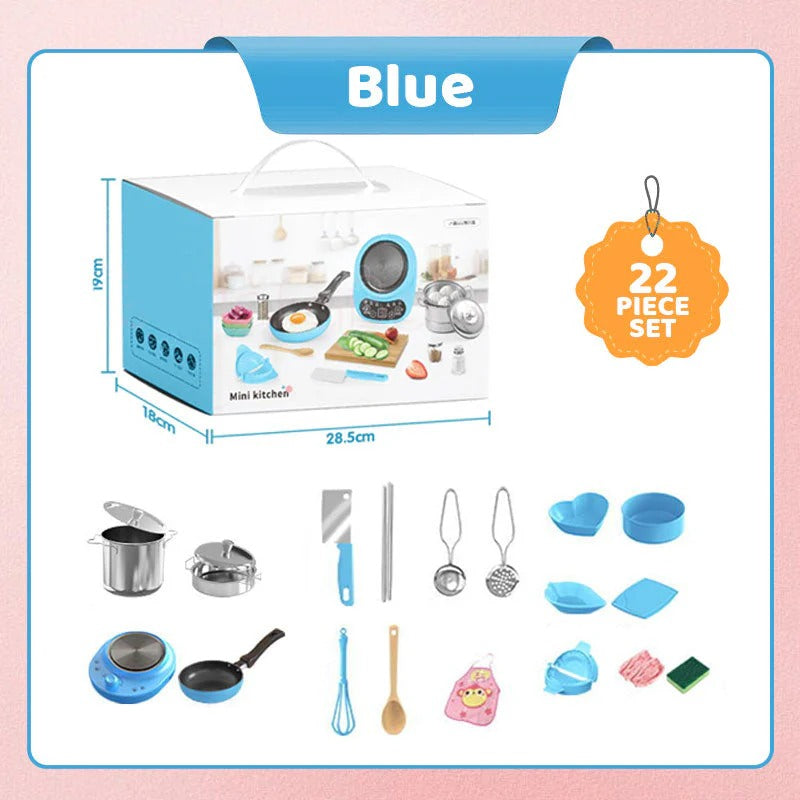 Kids Real Cooking Mini Kitchen Set – 22PCS Pretend Play Toy
