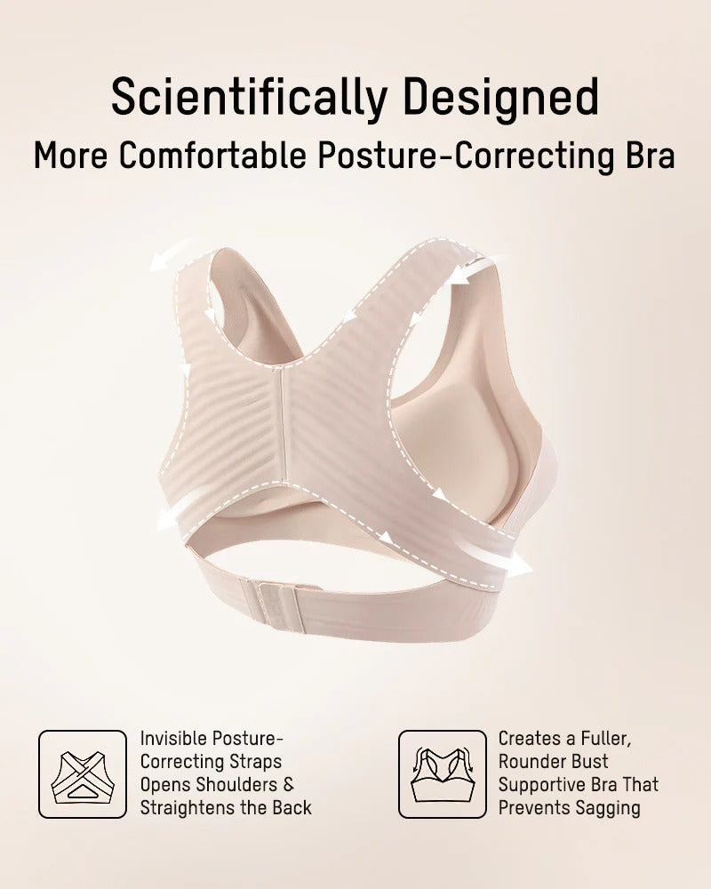 Front Closure Cross-Back Posture Bra – Wireless Support Comfort