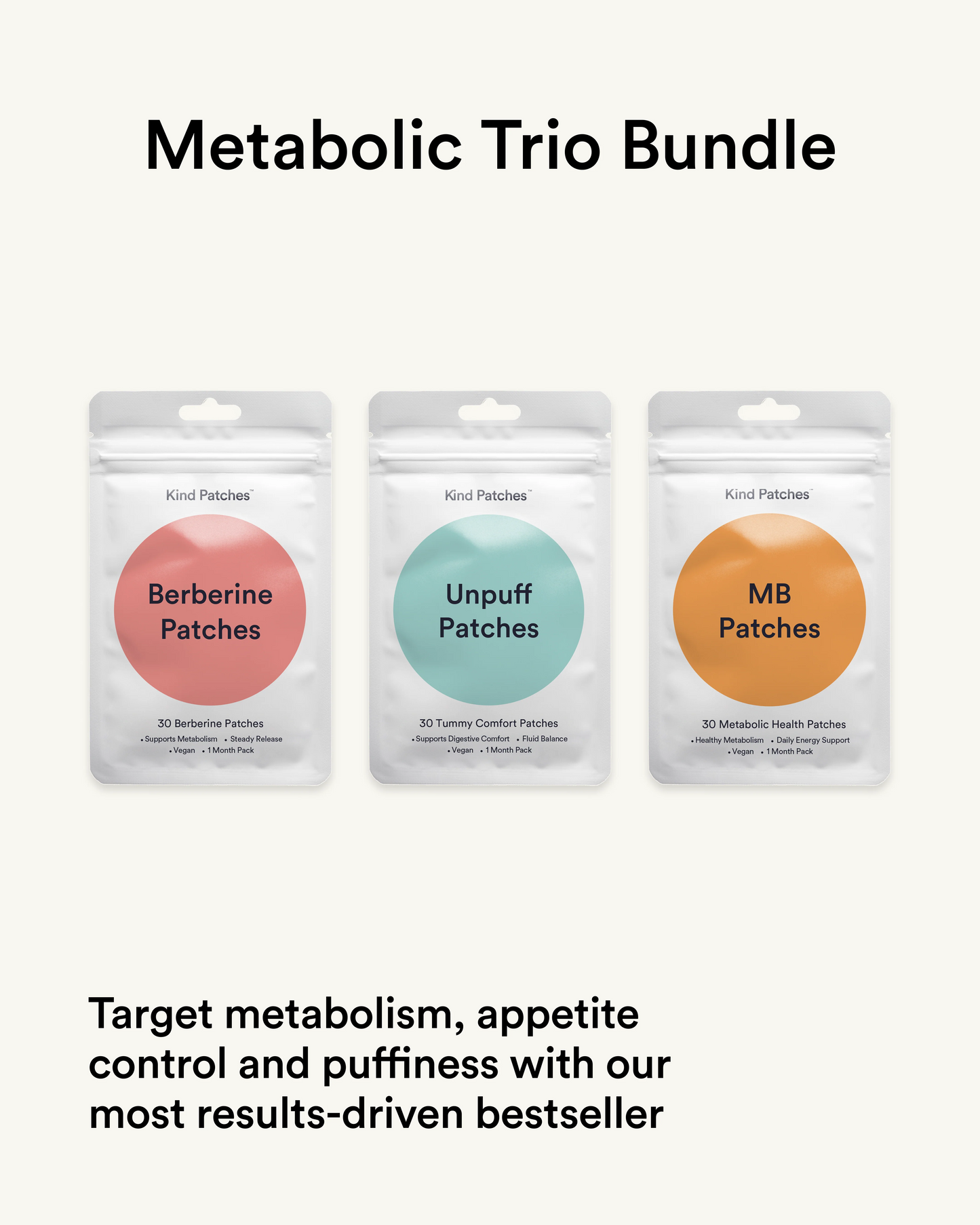 Metabolic Trio Patch Bundle – Burn, Balance, Unpuff for 3 Months