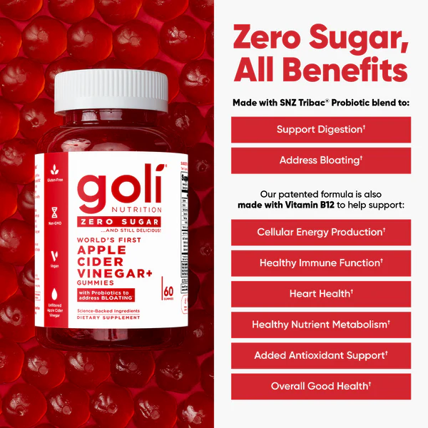 Zero Sugar 3-in-1 Gut Health Gummies – ACV + Probiotics + Vitamins