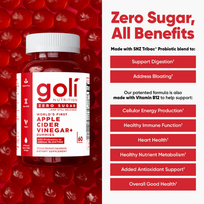 Zero Sugar 3-in-1 Gut Health Gummies – ACV + Probiotics + Vitamins