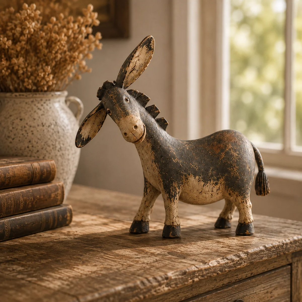 Funny Distressed Donkey Figurine for Farmhouse Decor