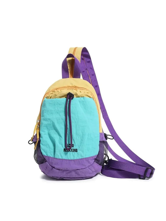 Unisex Lightweight Color Block Mini Backpack – Small Water-Resistant Daypack