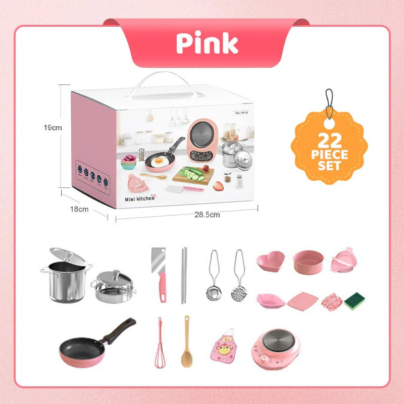 Kids Real Cooking Mini Kitchen Set – 22PCS Pretend Play Toy