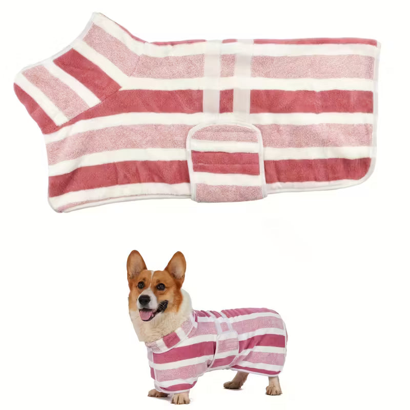 Quick-Dry Dog Bathrobe – Super Absorbent Adjustable Pet Towel Coat