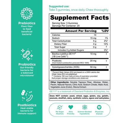 Zero Sugar 3-in-1 Gut Health Gummies – ACV + Probiotics + Vitamins