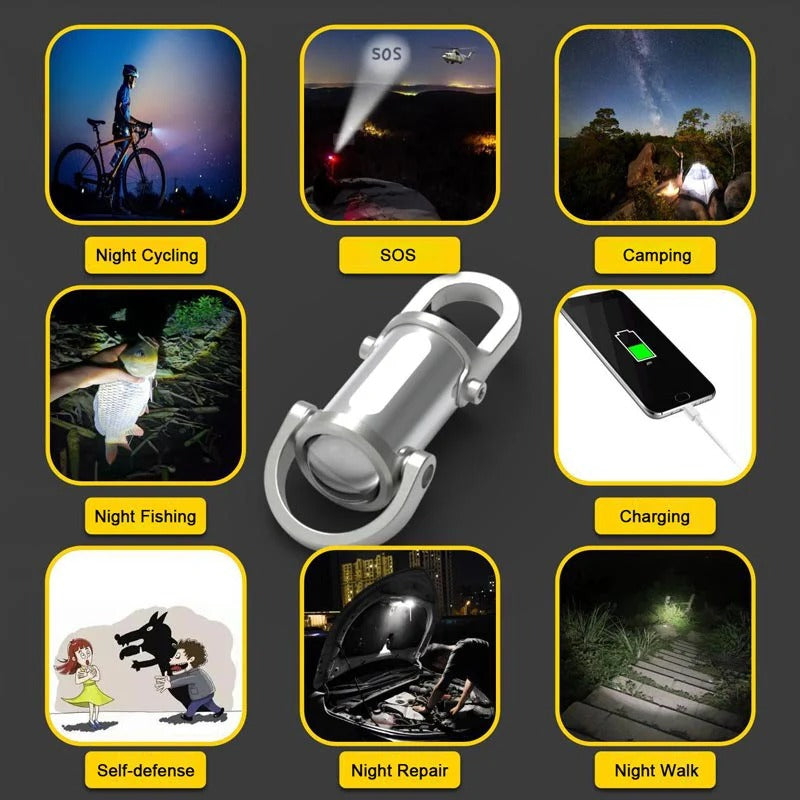 1200LM Mini Keychain Flashlight – Waterproof Multi-Mode LED Light