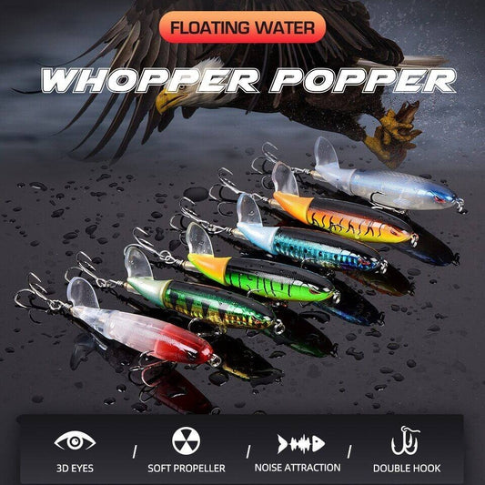 5/10 PCS Topwater Rotating Tail Fishing Lure – Loud Splash Prop Bait