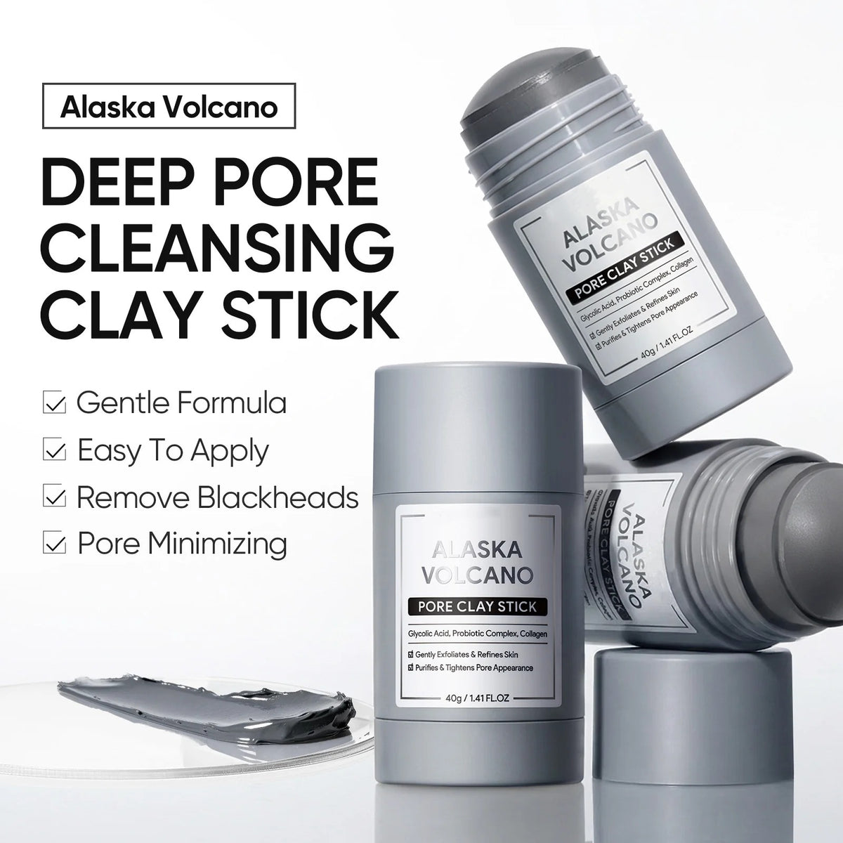 Volcanic Clay Stick Mask for Pores, Acne & Blackheads