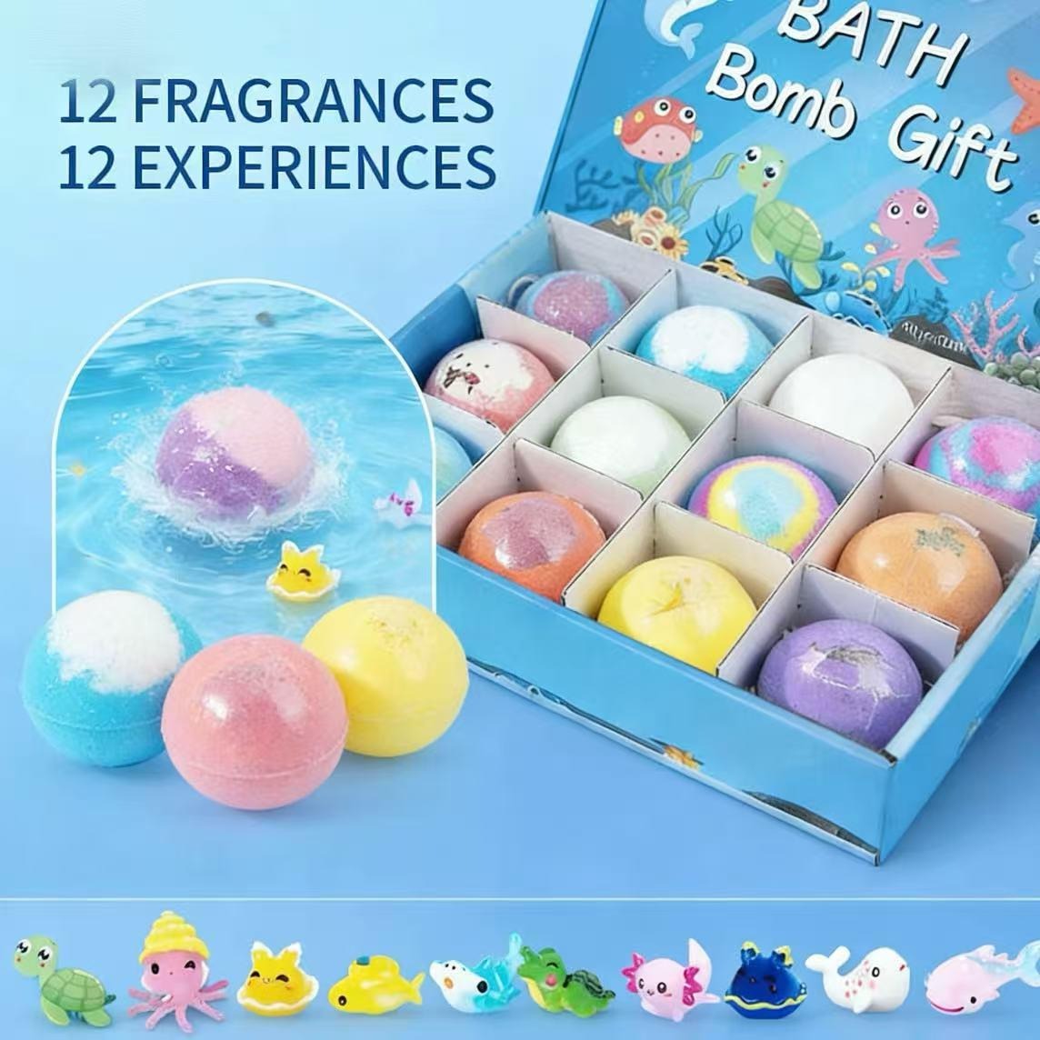 Kids Bath Bombs with Surprise Toys – 12 Pack Ocean Set